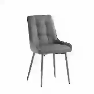 Padded Grey Faux Leather Dining Chair with Grey Legs (Sold in Pairs)
